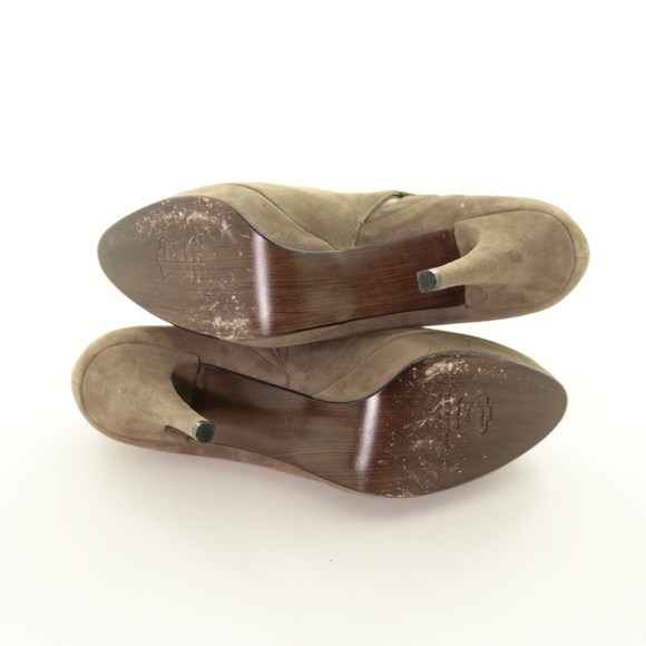 Stuart Weitzman Oporto Grommet Platform Taupe Suede Ankle Booties Womens 7.5M - Picture 6 of 9